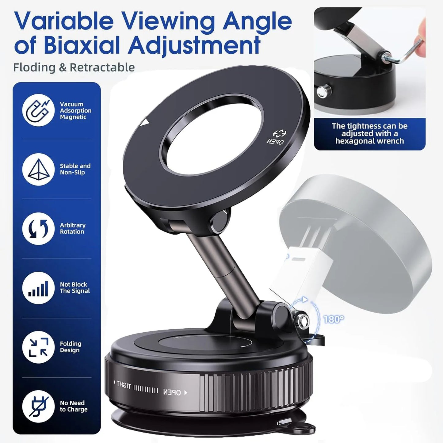 Vacuum magnetic phone holder